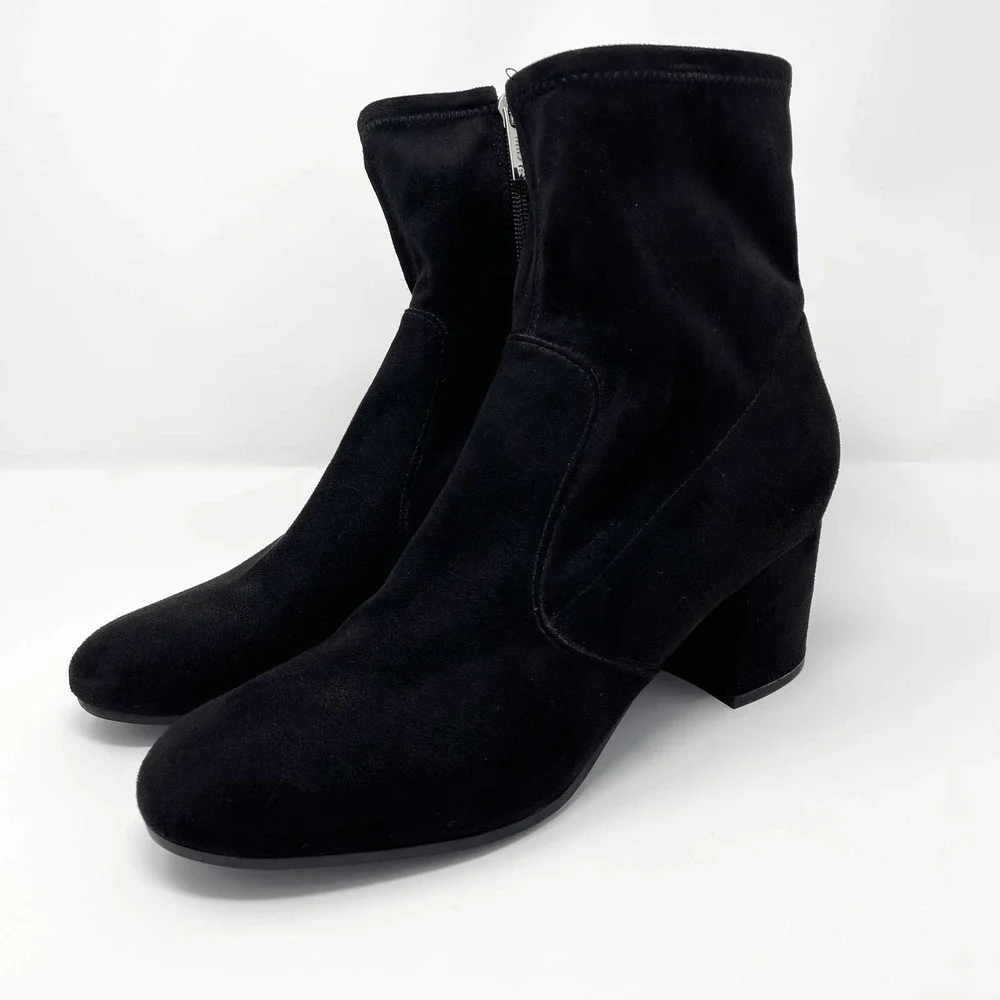 Unisa Black Suede Block Heel Ankle Boots - Picture 11 of 11